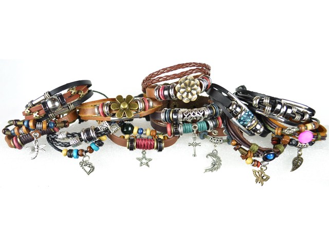 #4 pack of 12 Pandora Style Leather Bracelets