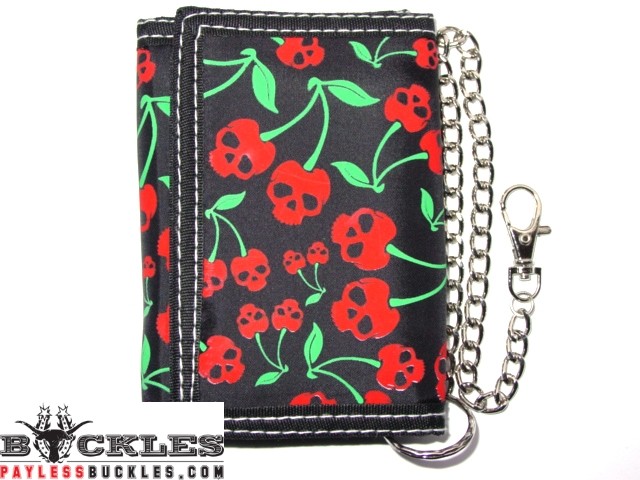 Wholesale Cherry Skull Chain Wallets