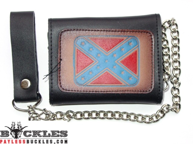 Wholesale Confederate Flag Leather Chain Wallets